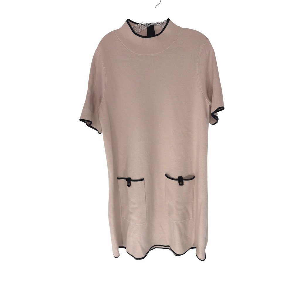 Maeve The Annalise Mock Neck Mini Sweater Dress Taupe Knit Short Sleeve XL‎